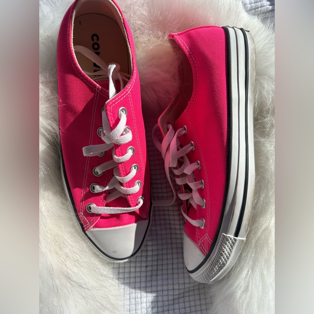 Pink and White Converse